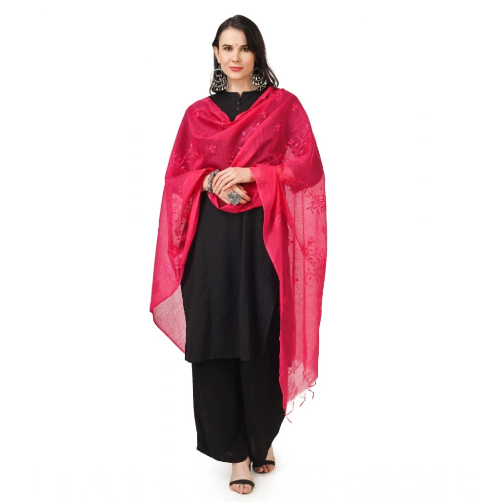 Women's Cotton Embroidered Dupatta (Maroon, Length: 2.25 to 2.50 Mtr) - GillKart