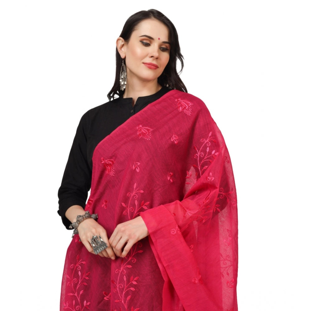 Women's Cotton Embroidered Dupatta (Maroon, Length: 2.25 to 2.50 Mtr) - GillKart