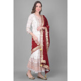 Women's Velvet Gotta Patti Dupatta (Maroon, Length: 2.25 to 2.50 Mtr) - GillKart