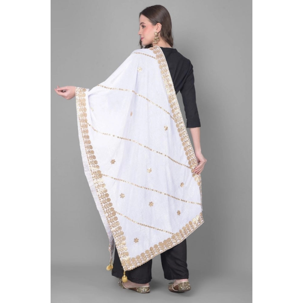 Women's Velvet Gotta Patti Dupatta (Off White, Length: 2.25 to 2.50 Mtr) - GillKart