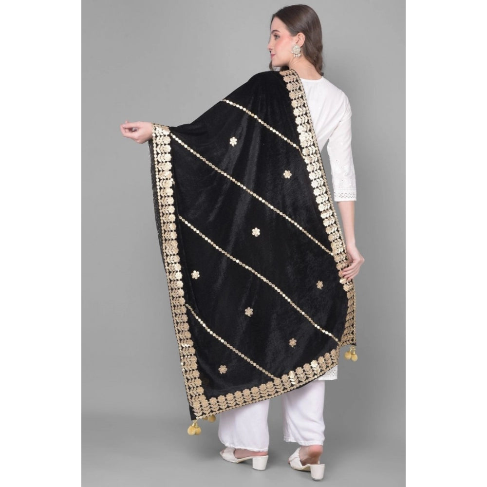 Women's Velvet Gotta Patti Dupatta (Black, Length: 2.25 to 2.50 Mtr) - GillKart