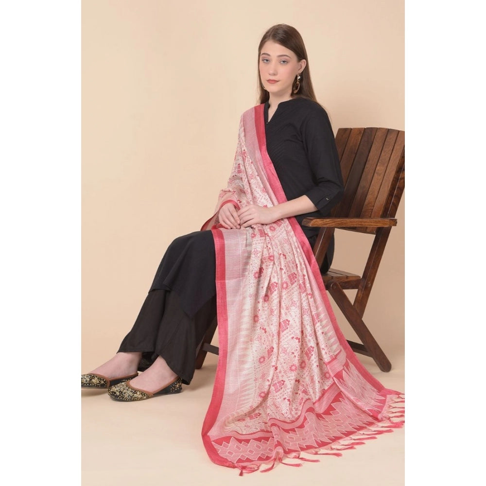 Women's Art Silk Printed Dupatta (Red, Length: 2.25 to 2.50 Mtr) - GillKart