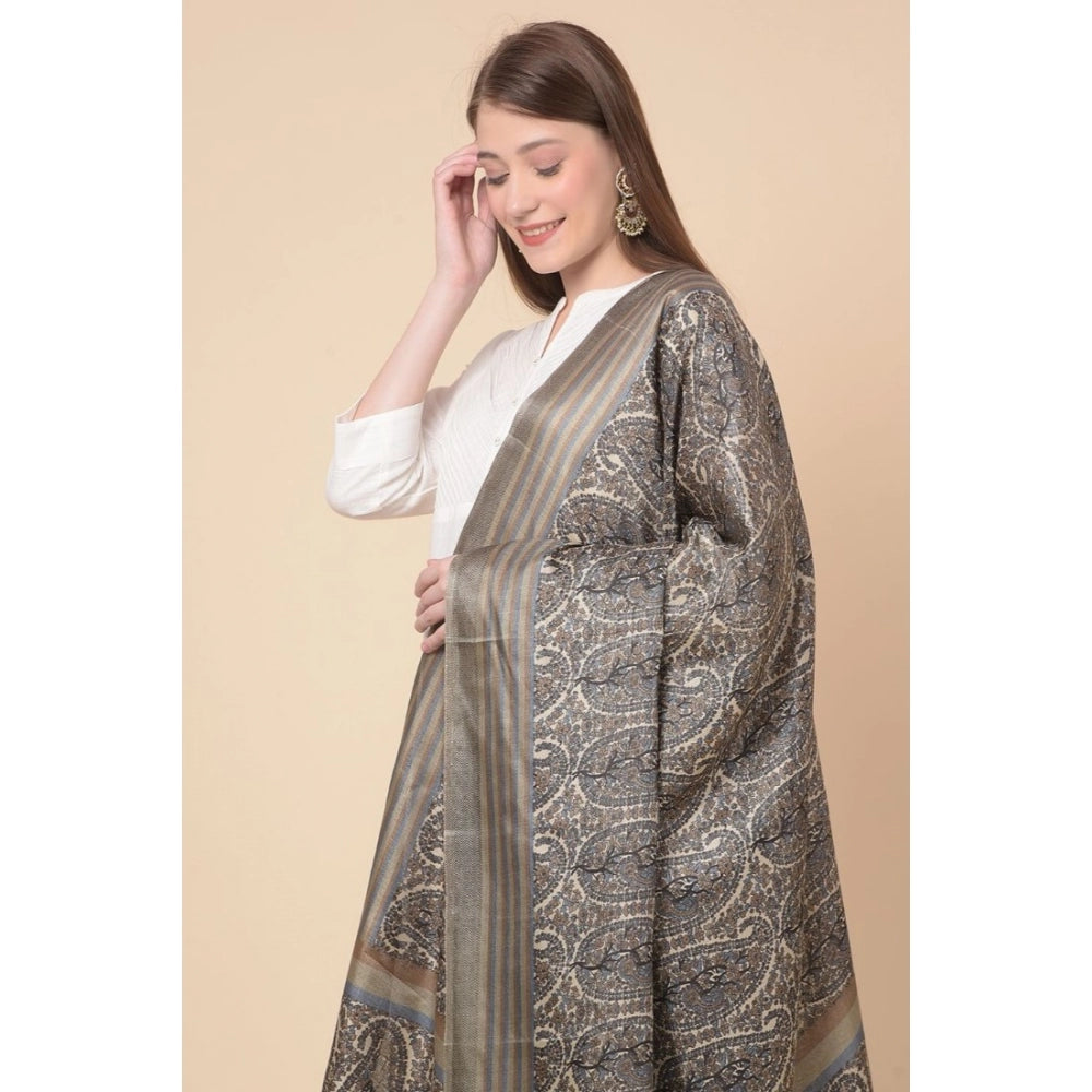 Women's Art Silk Printed Dupatta (Grey, Length: 2.25 to 2.50 Mtr) - GillKart