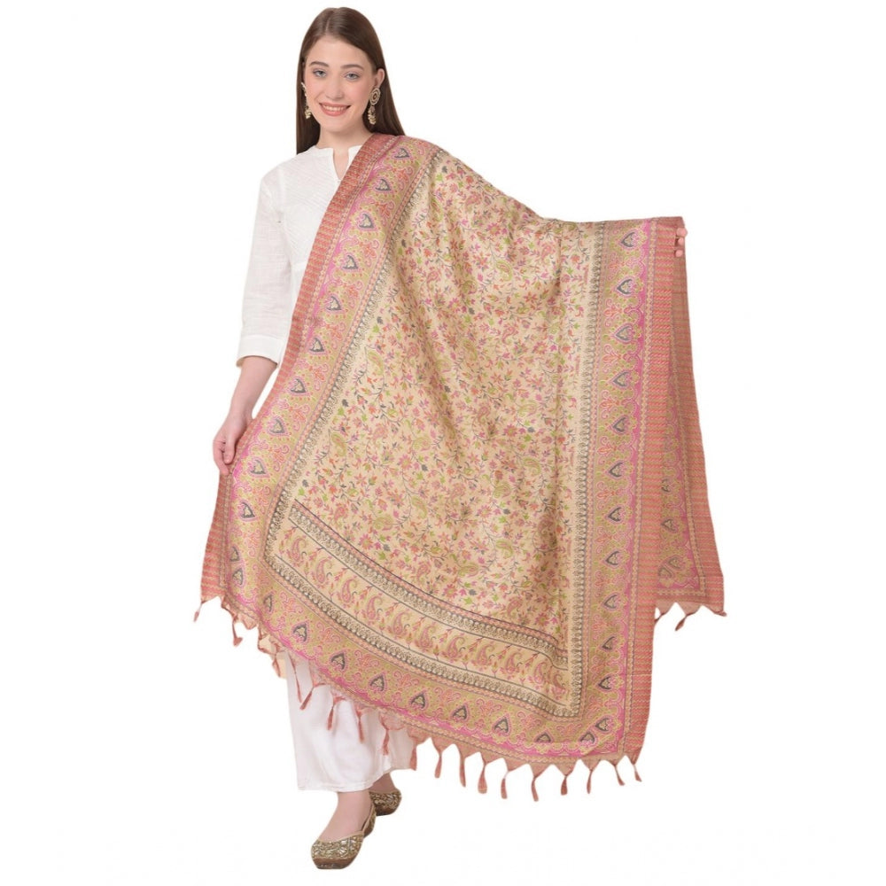 Women's Art Silk Printed Dupatta (Pink, Length: 2.25 to 2.50 Mtr) - GillKart