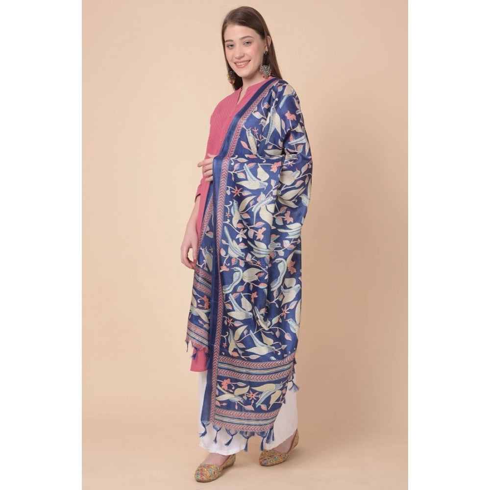 Women's Art Silk Printed Dupatta (Blue, Length: 2.25 to 2.50 Mtr) - GillKart