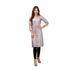 Women's Casual 3/4 Sleeve Viscose Rayon Printed Kurti (Grey) - GillKart