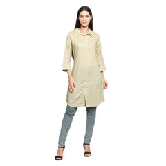 Women's Casual 3/4 Sleeve Cotton Blend Printed Kurti (Green) - GillKart