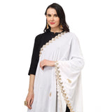 Women's Velvet Gotta Patti Dupatta (White, Length: 2.25 to 2.50 Mtr) - GillKart