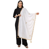 Women's Velvet Gotta Patti Dupatta (White, Length: 2.25 to 2.50 Mtr) - GillKart