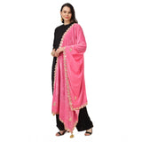 Women's Velvet Gotta Patti Dupatta (Pink, Length: 2.25 to 2.50 Mtr) - GillKart