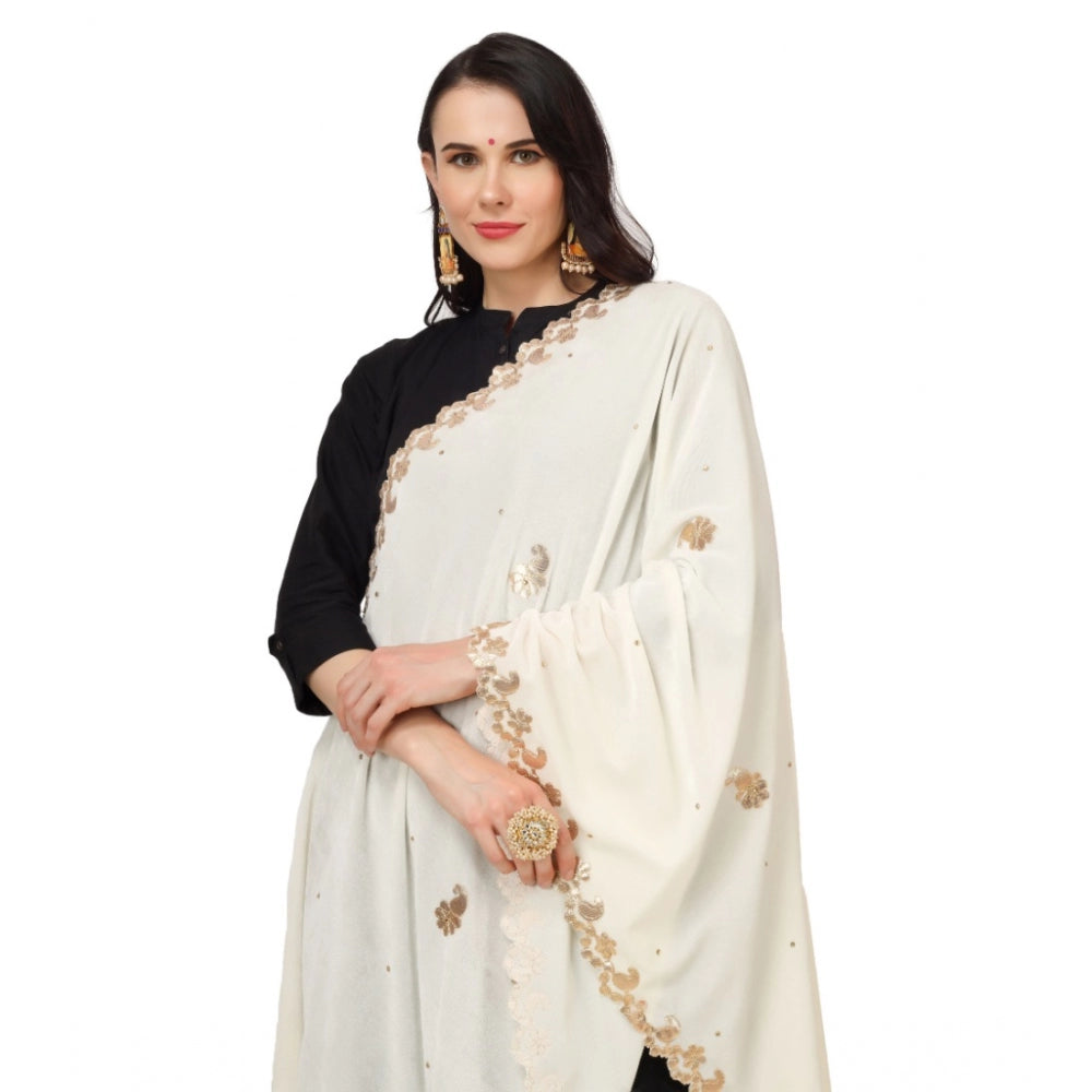 Women's Velvet Gotta Patti Dupatta (Off White, Length: 2.25 to 2.50 Mtr) - GillKart