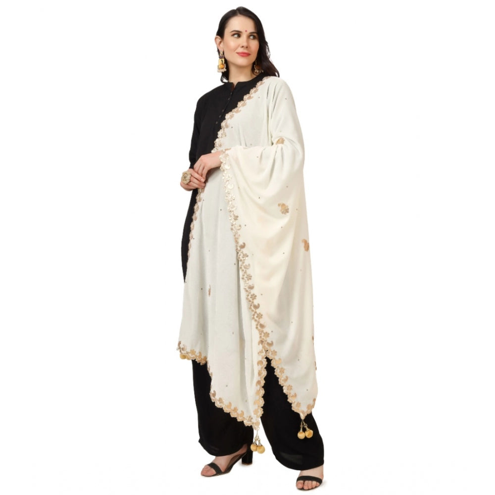 Women's Velvet Gotta Patti Dupatta (Off White, Length: 2.25 to 2.50 Mtr) - GillKart