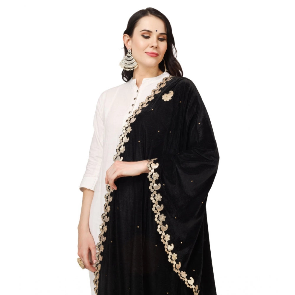 Women's Velvet Gotta Patti Dupatta (Black, Length: 2.25 to 2.50 Mtr) - GillKart