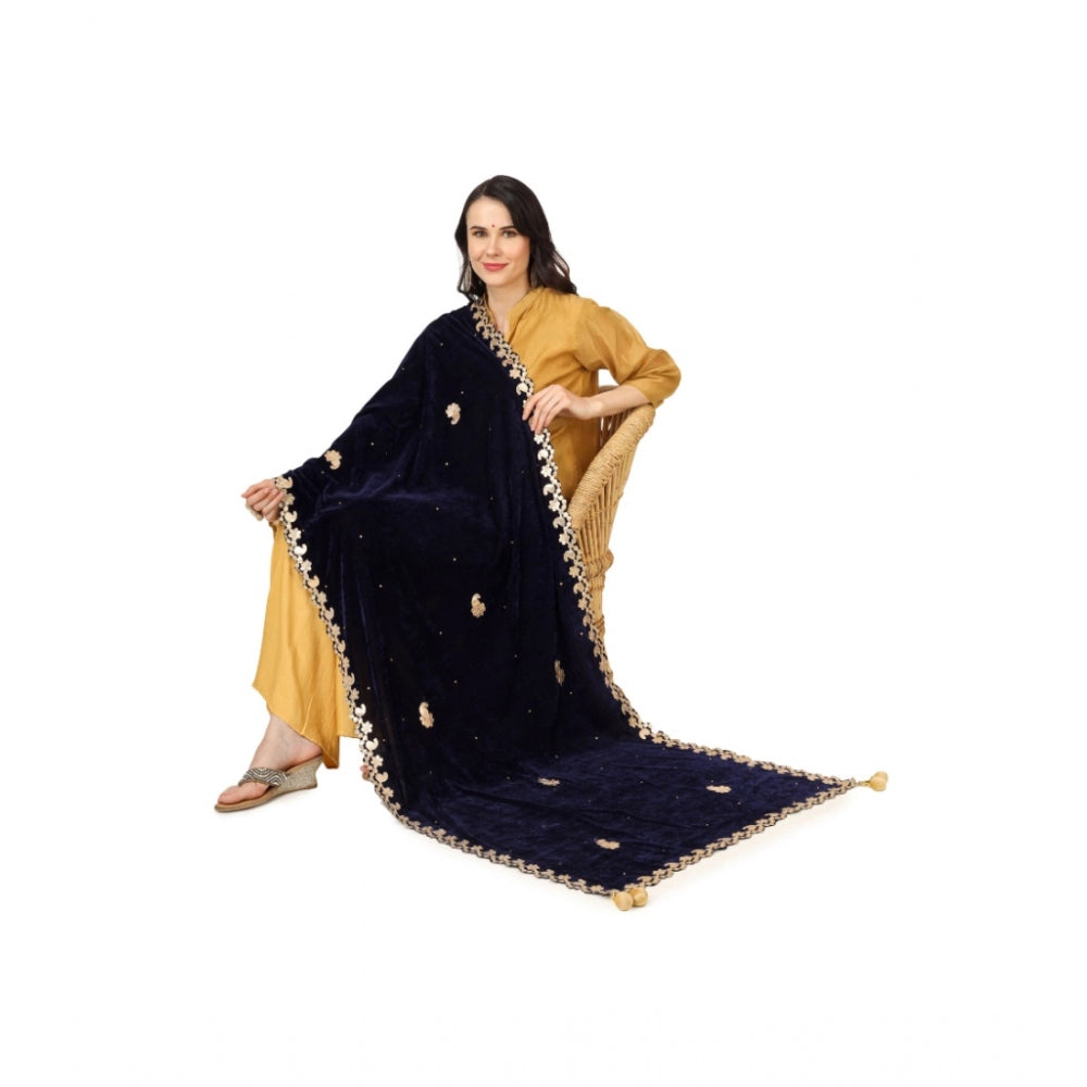 Women's Velvet Gotta Patti Dupatta (Blue, Length: 2.25 to 2.50 Mtr) - GillKart