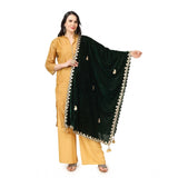 Women's Velvet Gotta Patti Dupatta (Green, Length: 2.25 to 2.50 Mtr) - GillKart