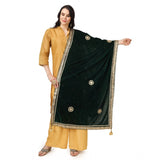 Women's Velvet Gotta Patti Dupatta (Green, Length: 2.25 to 2.50 Mtr) - GillKart