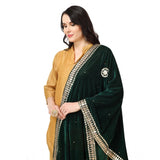 Women's Velvet Gotta Patti Dupatta (Green, Length: 2.25 to 2.50 Mtr) - GillKart