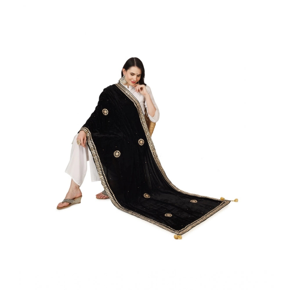 Women's Velvet Gotta Patti Dupatta (Black, Length: 2.25 to 2.50 Mtr) - GillKart