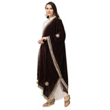 Women's Velvet Gotta Patti Dupatta (Brown, Length: 2.25 to 2.50 Mtr) - GillKart