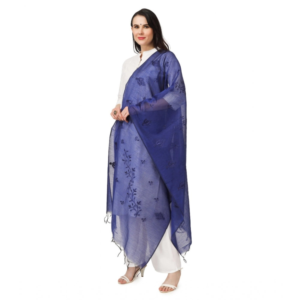 Women's Cotton Embroidered Dupatta (Blue, Length: 2.25 to 2.50 Mtr) - GillKart