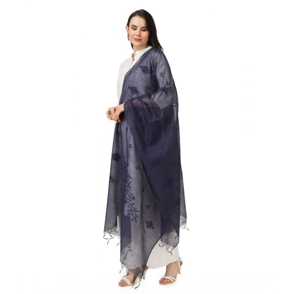 Women's Cotton Embroidered Dupatta (Dark Blue, Length: 2.25 to 2.50 Mtr) - GillKart