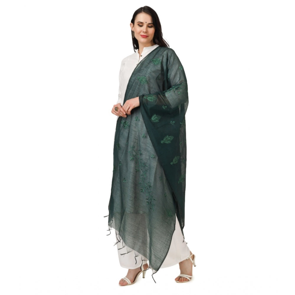 Women's Cotton Embroidered Dupatta (Green, Length: 2.25 to 2.50 Mtr) - GillKart