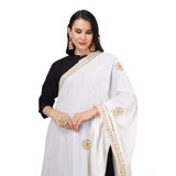 Women's Velvet Gotta Patti Dupatta (White, Length: 2.25 to 2.50 Mtr) - GillKart