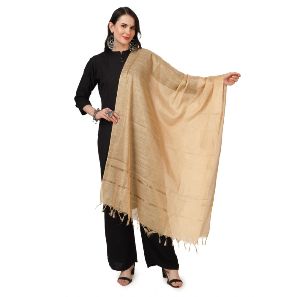 Women's Chanderi Solid Dupatta (Gold, Length: 2.25 to 2.50 Mtr) - GillKart