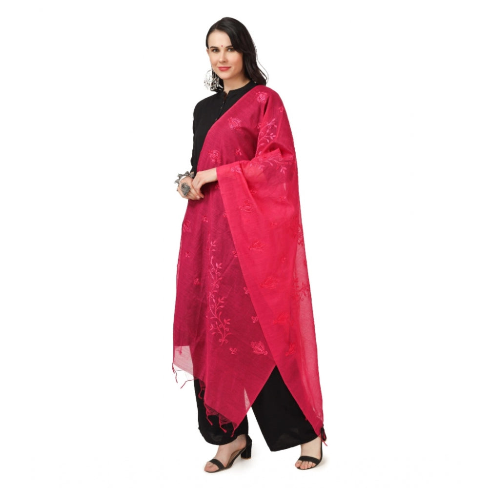 Women's Cotton Embroidered Dupatta (Maroon, Length: 2.25 to 2.50 Mtr) - GillKart