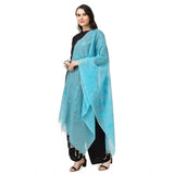 Women's Cotton Embroidered Dupatta (Aqua Blue, Length: 2.25 to 2.50 Mtr) - GillKart