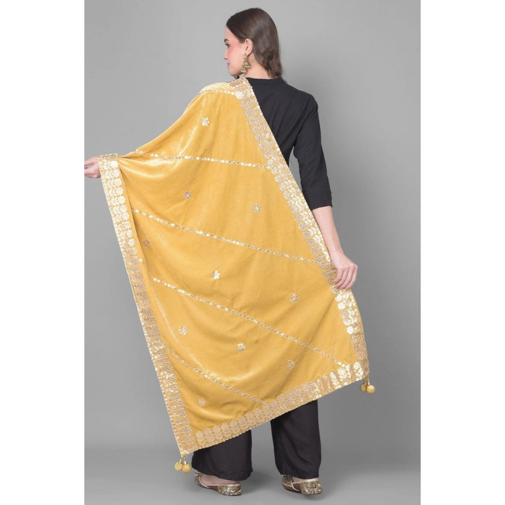 Women's Velvet Gotta Patti Dupatta (Gold, Length: 2.25 to 2.50 Mtr) - GillKart