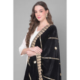 Women's Velvet Gotta Patti Dupatta (Black, Length: 2.25 to 2.50 Mtr) - GillKart