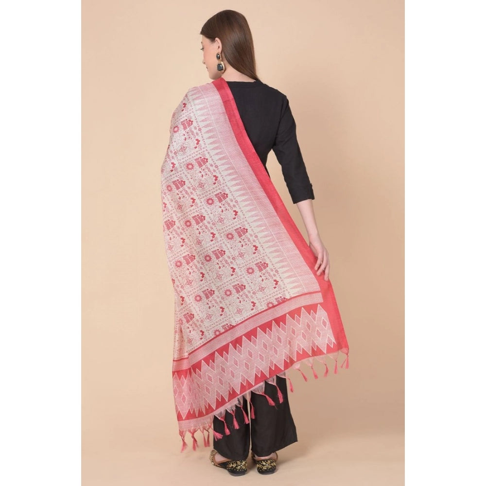 Women's Art Silk Printed Dupatta (Red, Length: 2.25 to 2.50 Mtr) - GillKart