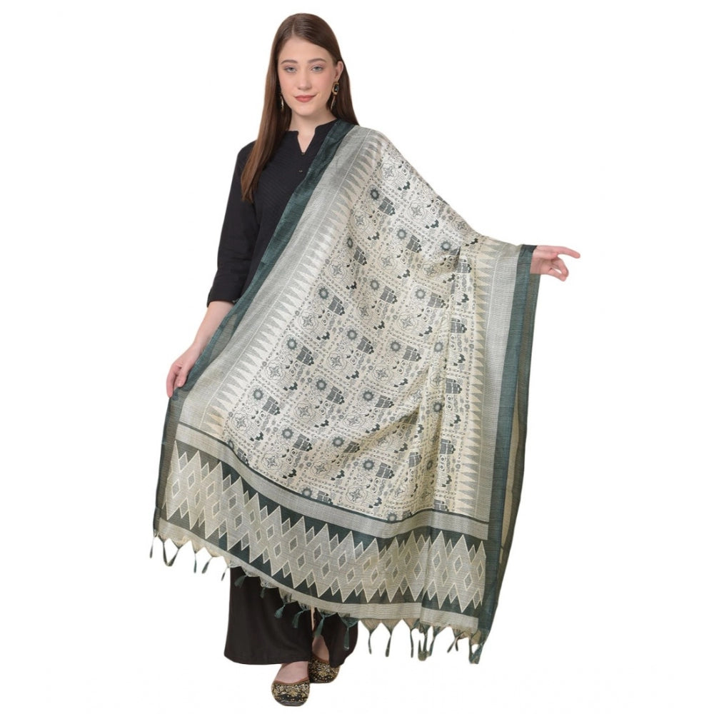 Women's Art Silk Printed Dupatta (Grey, Length: 2.25 to 2.50 Mtr) - GillKart