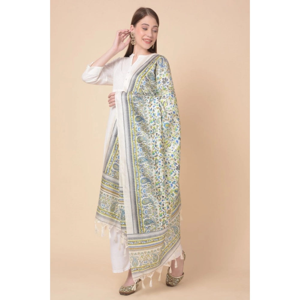 Women's Art Silk Printed Dupatta (Grey, Length: 2.25 to 2.50 Mtr) - GillKart