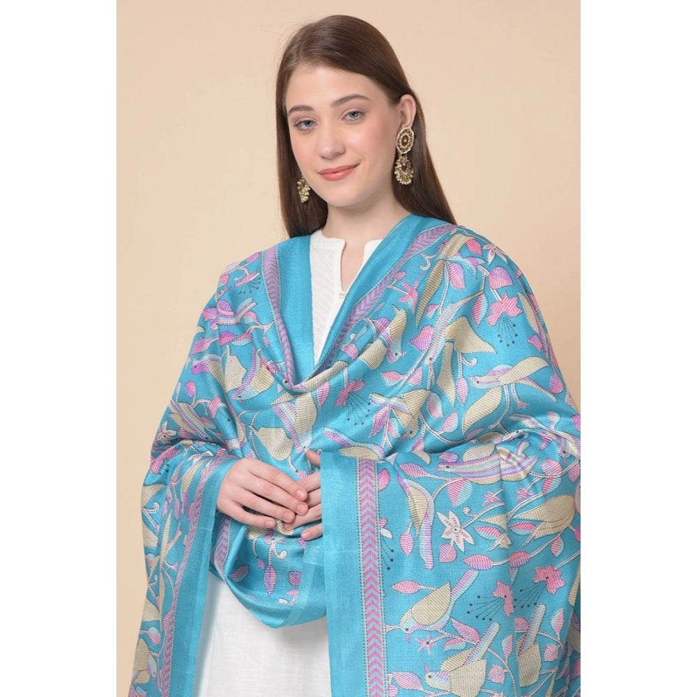 Women's Art Silk Printed Dupatta (Turquoise, Length: 2.25 to 2.50 Mtr) - GillKart