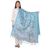 Women's Art Silk Printed Dupatta (Turquoise, Length: 2.25 to 2.50 Mtr) - GillKart