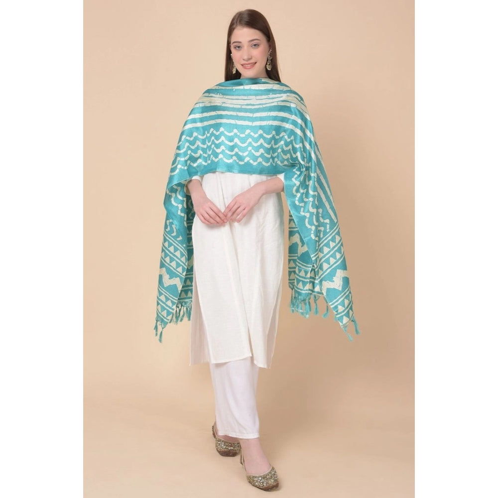 Women's Art Silk Printed Dupatta (Turquoise, Length: 2.25 to 2.50 Mtr) - GillKart