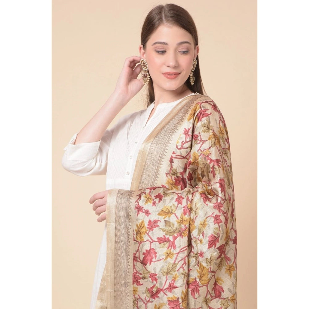 Women's Art Silk Printed Dupatta (Gold, Length: 2.25 to 2.50 Mtr) - GillKart