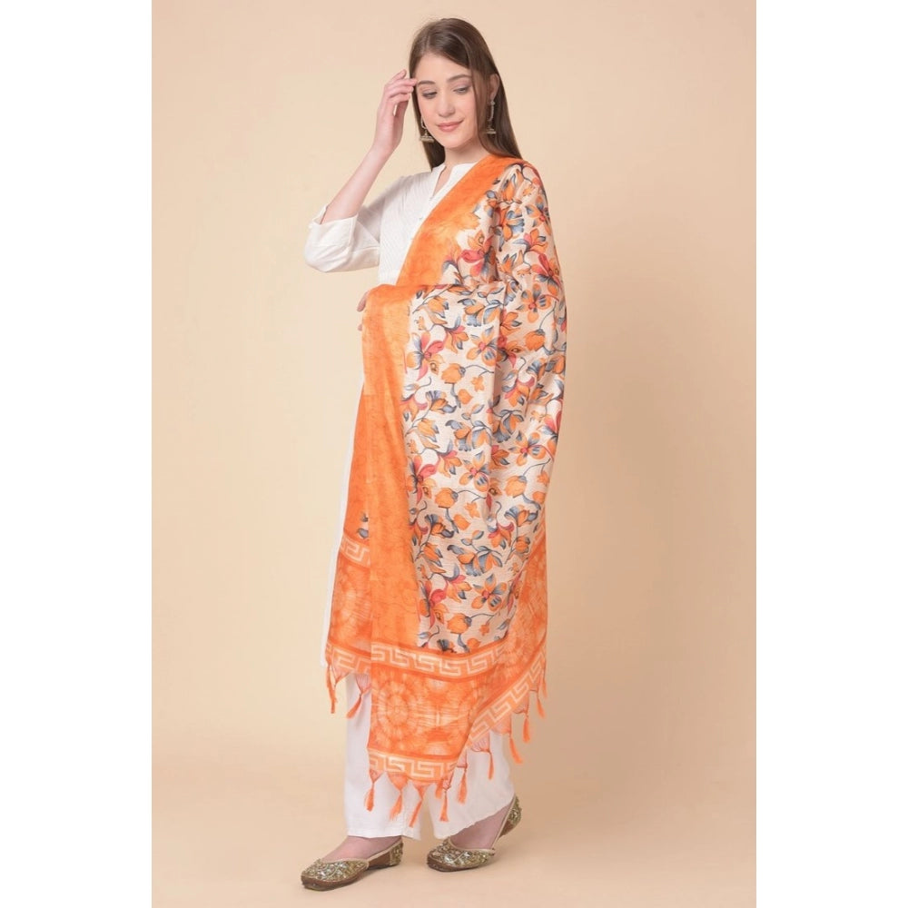 Women's Art Silk Printed Dupatta (Orange, Length: 2.25 to 2.50 Mtr) - GillKart