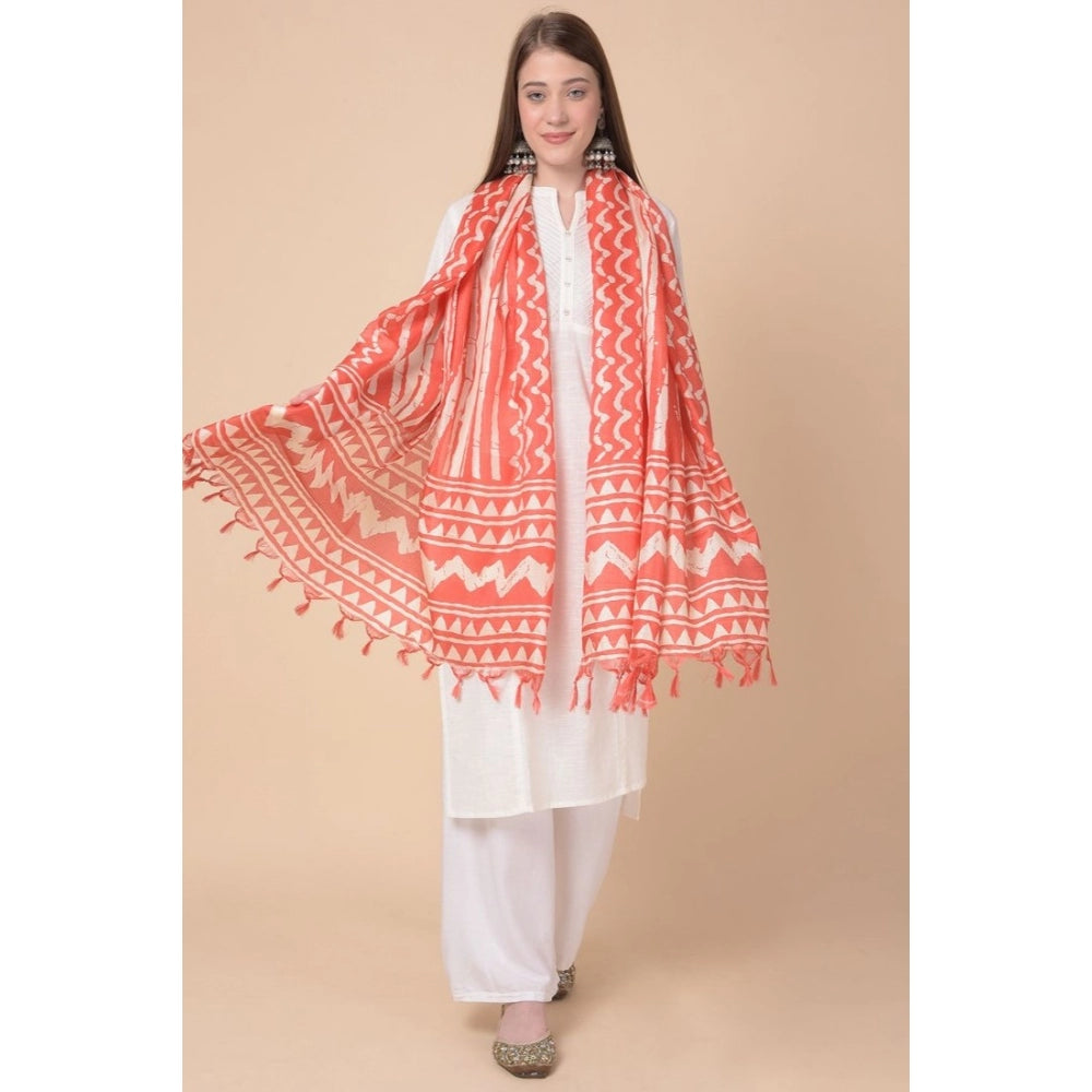 Women's Art Silk Printed Dupatta (Orange, Length: 2.25 to 2.50 Mtr) - GillKart