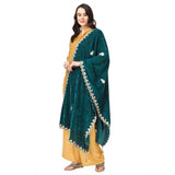 Women's Velvet Gotta Patti Dupatta (Dark Green, Length: 2.25 to 2.50 Mtr) - GillKart