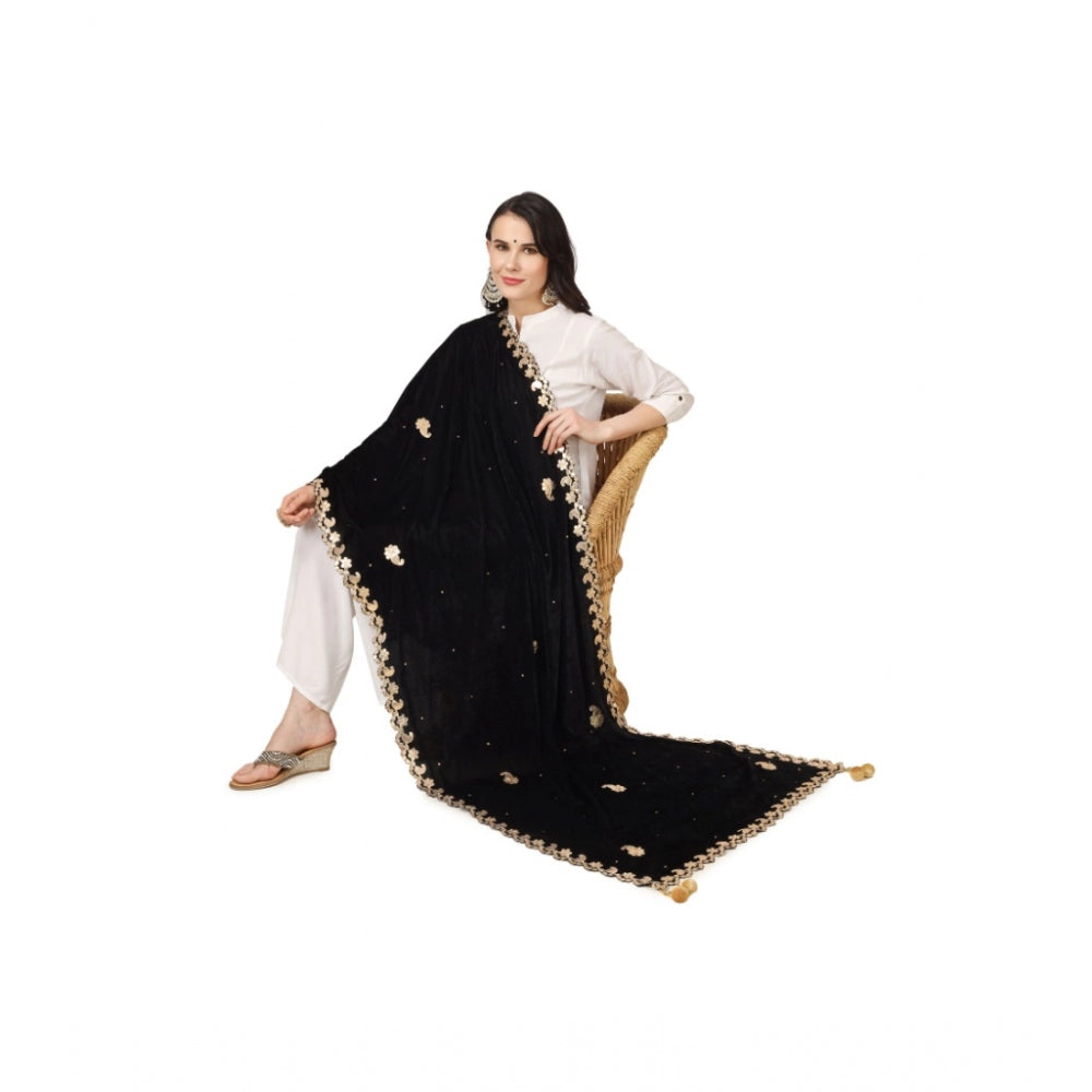 Women's Velvet Gotta Patti Dupatta (Black, Length: 2.25 to 2.50 Mtr) - GillKart