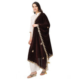 Women's Velvet Gotta Patti Dupatta (Brown, Length: 2.25 to 2.50 Mtr) - GillKart