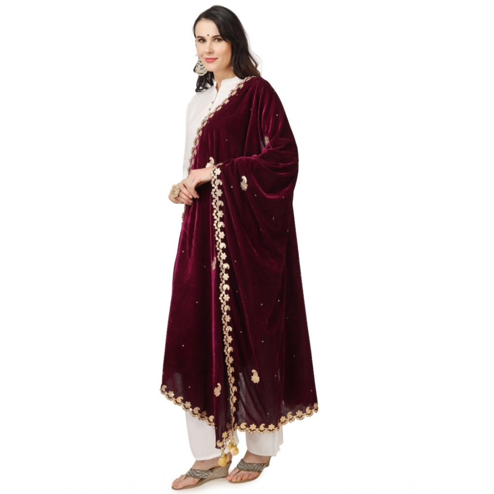 Women's Velvet Gotta Patti Dupatta (Purple, Length: 2.25 to 2.50 Mtr) - GillKart