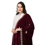 Women's Velvet Gotta Patti Dupatta (Purple, Length: 2.25 to 2.50 Mtr) - GillKart