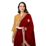 Women's Velvet Gotta Patti Dupatta (Maroon, Length: 2.25 to 2.50 Mtr) - GillKart