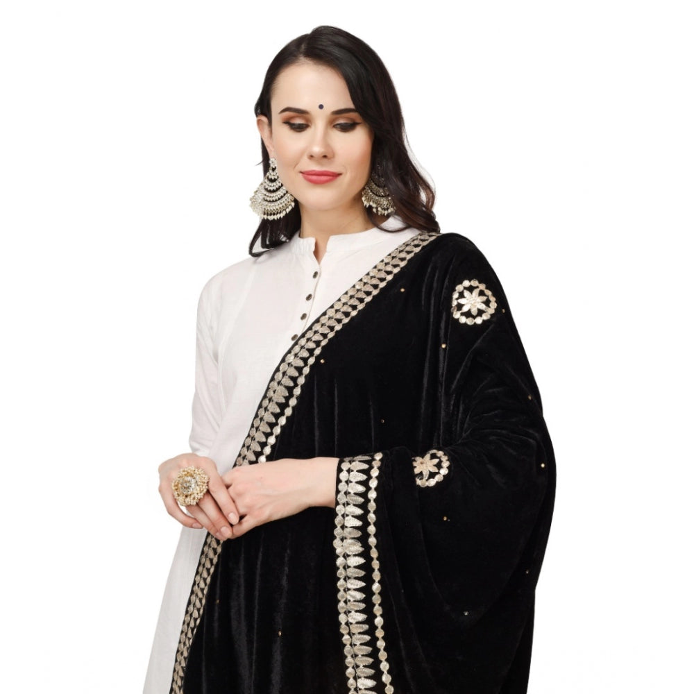 Women's Velvet Gotta Patti Dupatta (Black, Length: 2.25 to 2.50 Mtr) - GillKart