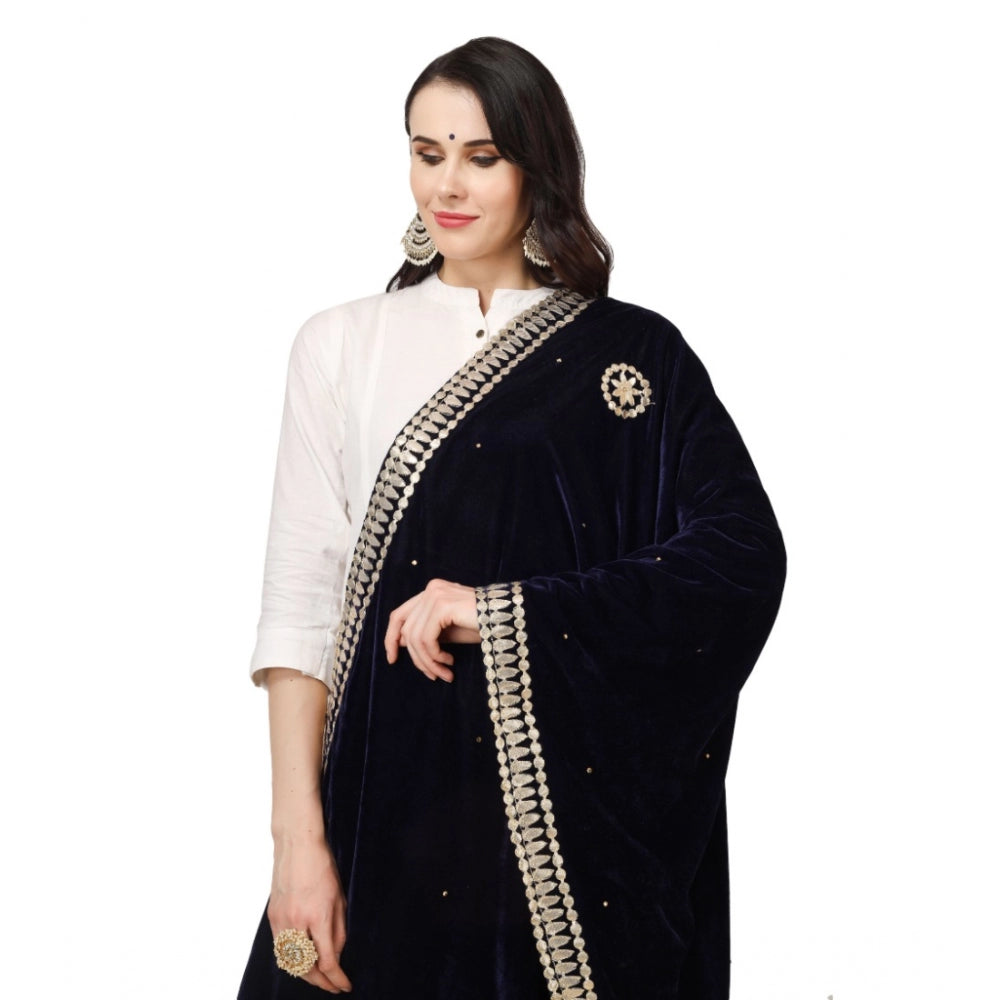 Women's Velvet Gotta Patti Dupatta (Blue, Length: 2.25 to 2.50 Mtr) - GillKart