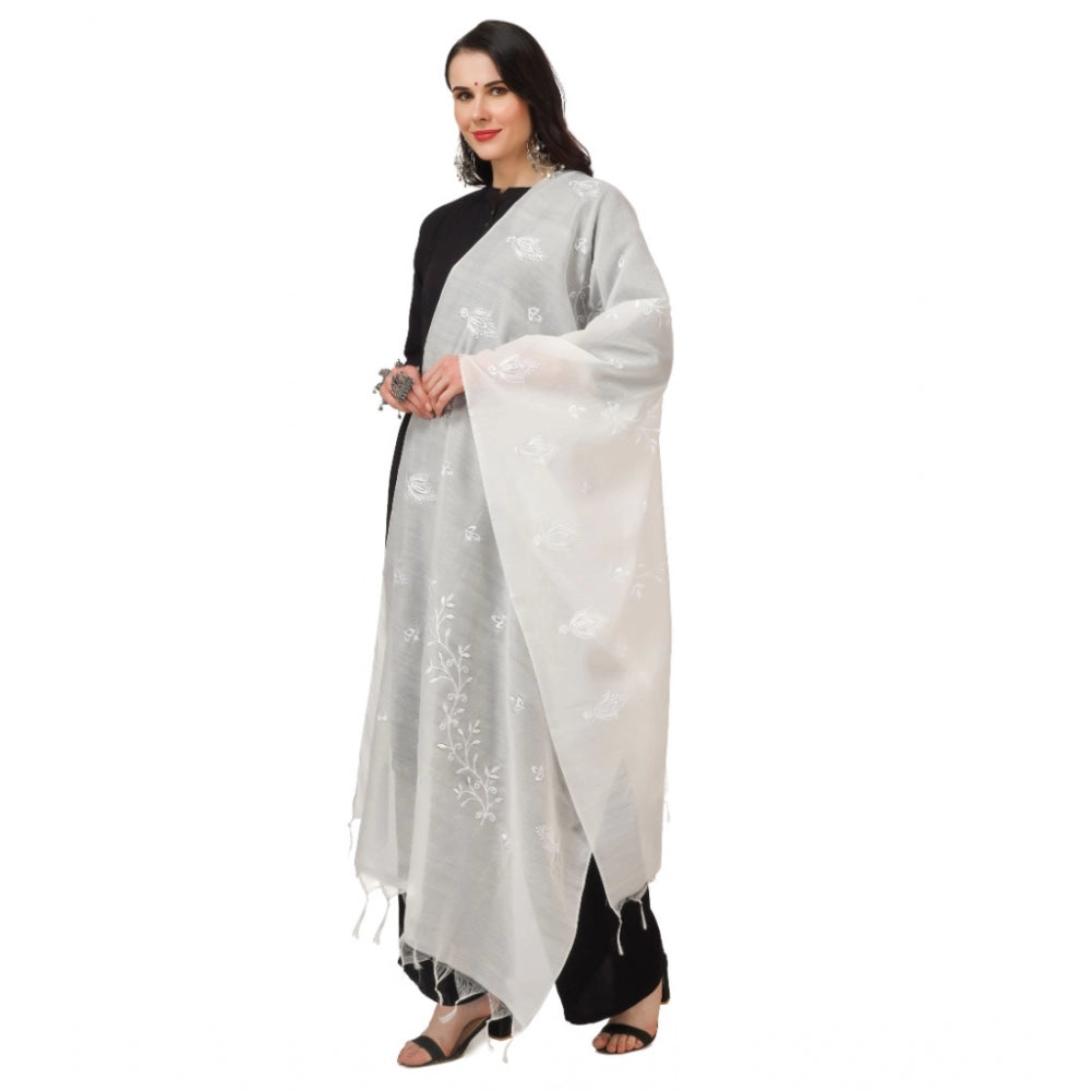 Women's Cotton Embroidered Dupatta (White, Length: 2.25 to 2.50 Mtr) - GillKart